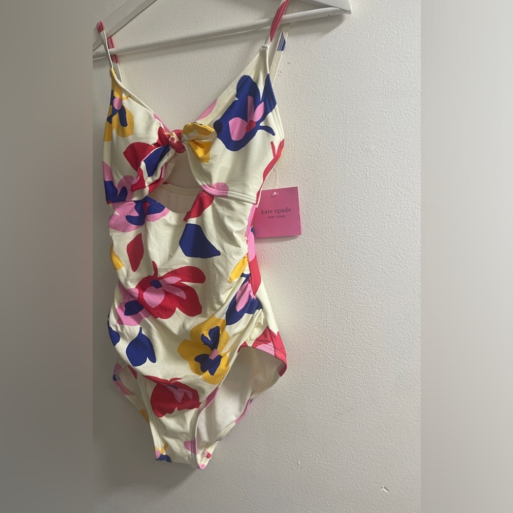 kate spade Cream Floral One-Piece Swimsuit with Pink, Yellow & Blue Flowers